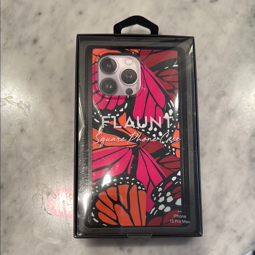 iPhone 15 Pro Max Case - Pink and Black Butterfly Design